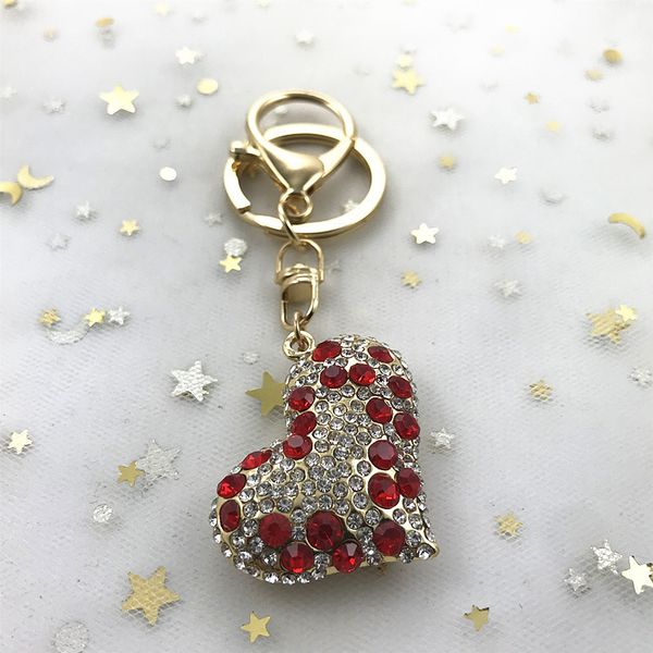 

heart shaped 0rhine-stone cartoon love car key chain valentine's day fashion gift, Slivery;golden