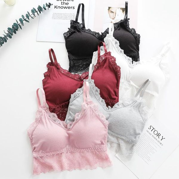 

bras harajuku seamless thread bra for women wire single size solid color padded female clothes lingerie intimates bomg, Red;black