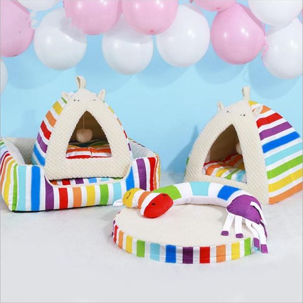 

cat beds & furniture 2021 deep sleep dog bed little mat basket for cat's house nest products rainbow sweet pets tent cozy cave sofa
