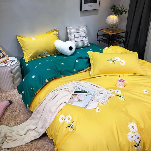 

classic bedding set 5 size home linens 4pcs/set soft duvet cover 220x240 flat sheet pastoral sleeping cover ab side