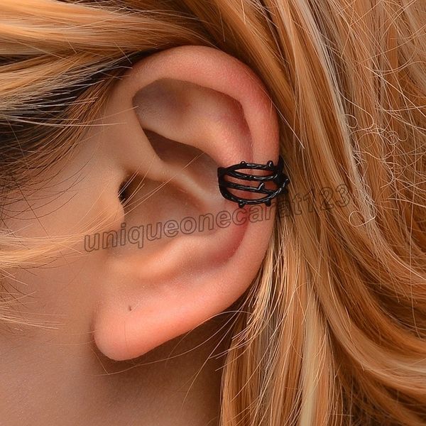 

punk ear cuff gold branches non-piercing ear clips fake cartilage clip earrings for women men wholesale jewelry gifts, Silver