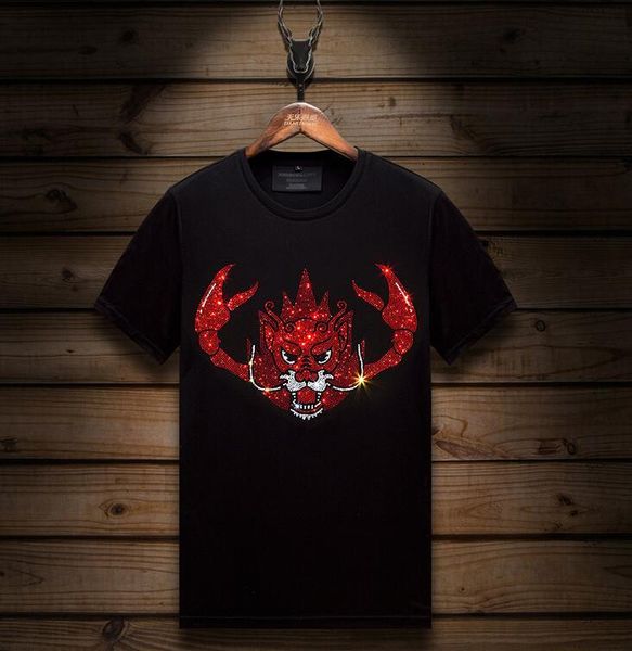 

2021 new summer europe designer short simple drill half sleeve men's t-shirt slim fitting mercerized cotton tshirt for ht2k, White;black