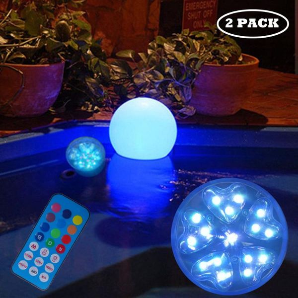 

life vest & buoy 2pc led remote control submersible light water-proof five star underwater night lamp color changing pool garden party decor