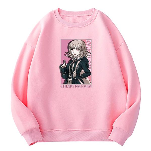 

men's hoodies & sweatshirts chiaki nanami hoodie crew neck pullovers sudaderas men manga harajuku kawaii danganronpa anime clothes, Black