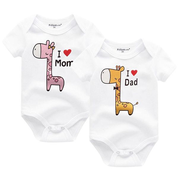 Kleidungssets 2021 Mode Tiny Cottons Baby Gilrs Bodys I Love Momi Dad Bedruckte kurze Ärmel Geborene Mädchenkleidung