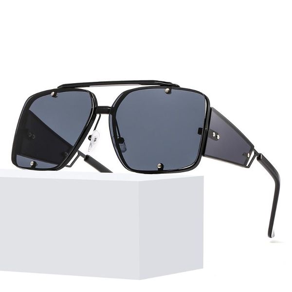 

sunglasses 2021 oversized punk side protection women brand designer vintage uv400 sun glass ladies frameless eyewear nx, White;black