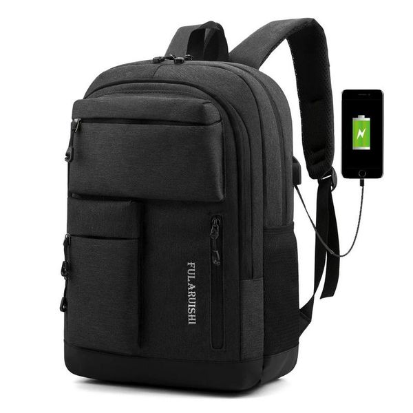 

backpack 2021 men's multi-pocket male laptravel shoulder bag solid color teen school for student backpacks