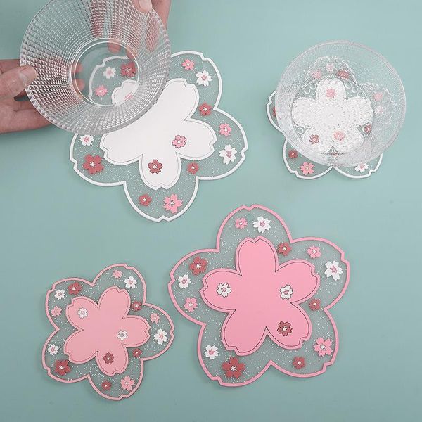 

mats & pads cherry blossom heat insulation table mat anti-skid tea cup milk mug flower coffee