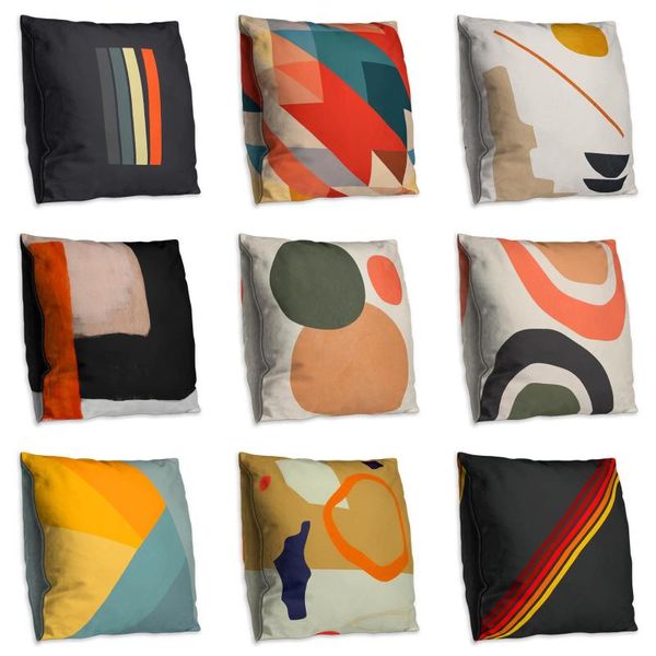 

cute round circle double side print cushion cover polyester decorative for sofa seat soft throw pillow case cover 45x45cm home
