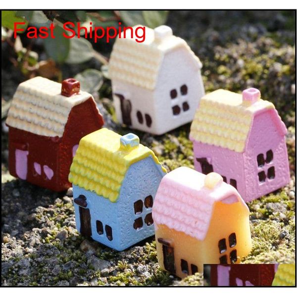 

10pcs/set kawaii zakka country style cartoon small house crafts figure bonsai deskdiy mini toys fairy qylczi toys2010