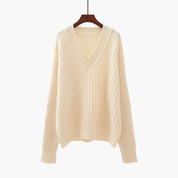 

fashion v-neck pullover women's thick autumn and winter 2020 new korean loose sweater, White;black