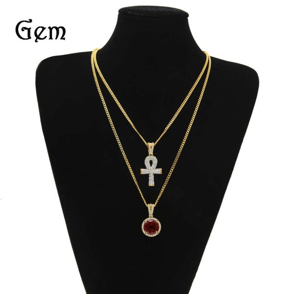 

new exquisite hip hop pendant with diamond key small gold red necklace set, Silver