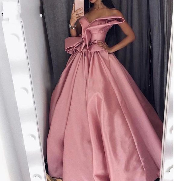 

duty pink fashion long prom dresses 2021 strapless draped ruffles satin formal dress arabic evening party gowns red carpet dress custom, Black;red