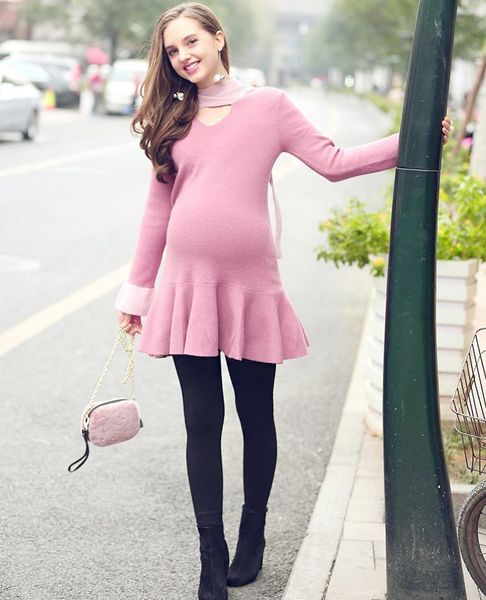 

women's sweaters maternity sweater dress bow tie knit loose ruffled, White;black