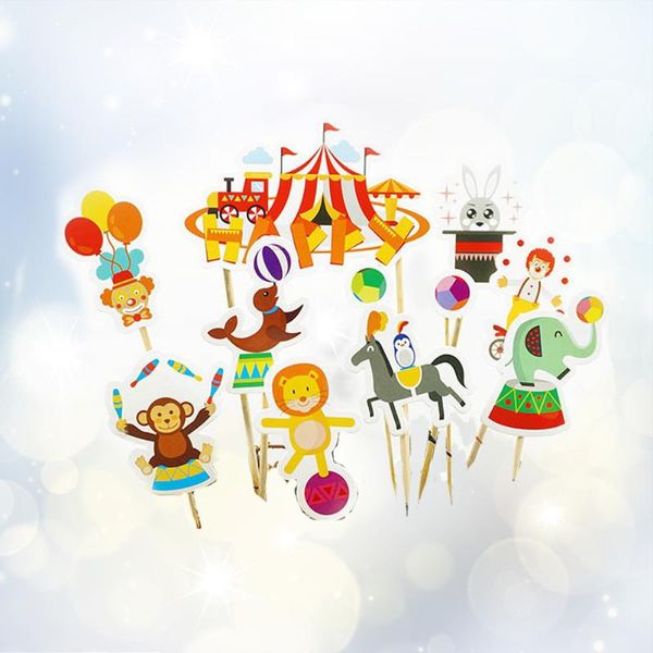 Forniture festive Altro Party 33PCS Circus Cake Cupcake Topper decorativo per bambini Compleanno a tema Baby Shower