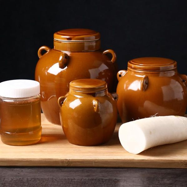 

storage bottles & jars 1600ml retro ceramic pickle sealed jar vintage kimchi containers thickened pickled household