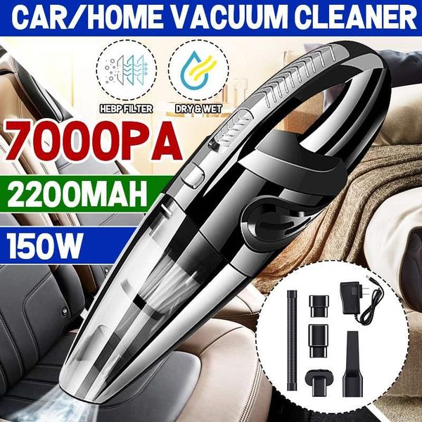 

vacuum cleaners portable handheld car cleaner wireless rechargeable wet dry for home pet hair cleaning 7000pa 150w 12v 2200mah