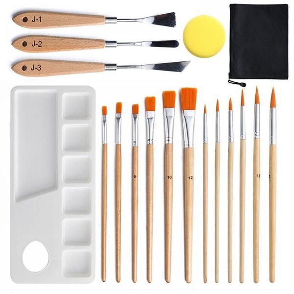 

craft tools 18pcs watercolor painting brushes set nylon hair oil acrylic gouache brush hook line scraper multifunctional art supplies