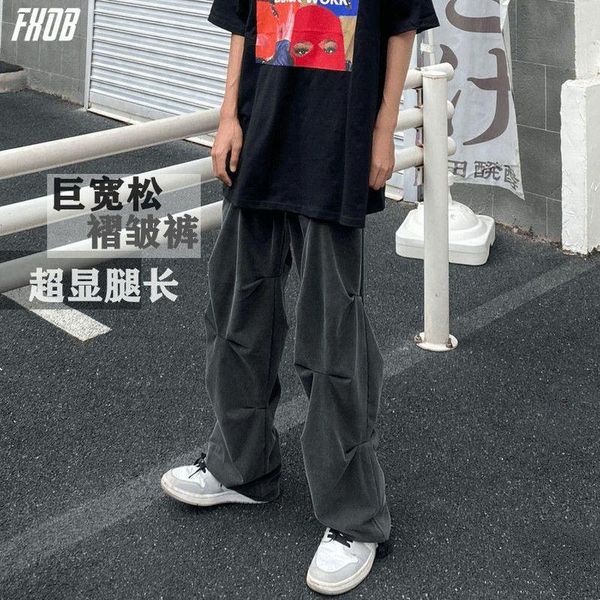 

men's jeans high street casual pants wide-leg trousers autumn fashion hip-hop grunge straight loose folds, Blue