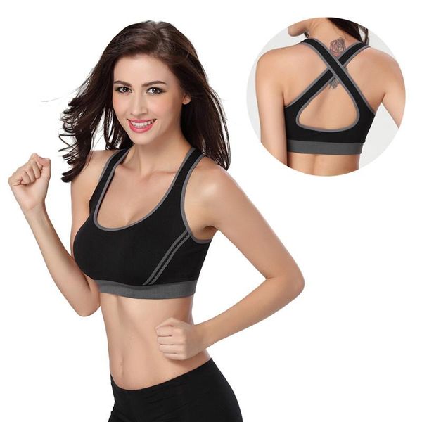 

gym clothing women yoga padded sport shirt shockproof sports bras breathable athletic fitness running vest, White;black