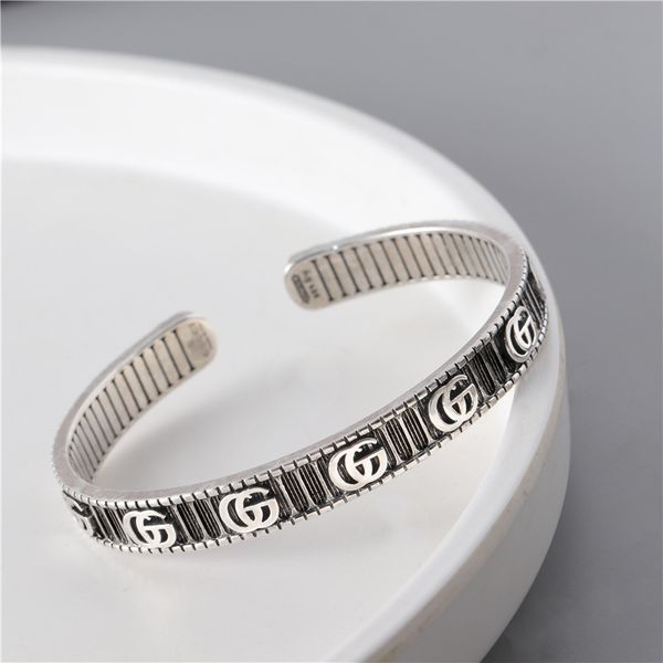 

ladies fashion jewelry double letter stripe hip hop old men's and women's lovers bracelet open fashion bracelet, Black