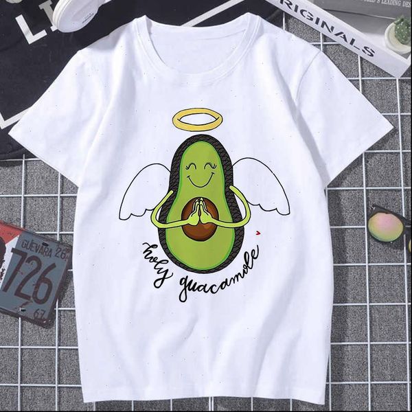 

womens t shirts fun cartoon avocado short sleeve t shirt summer harajuku vogue 90s korean style tshirt fashion tees female, White