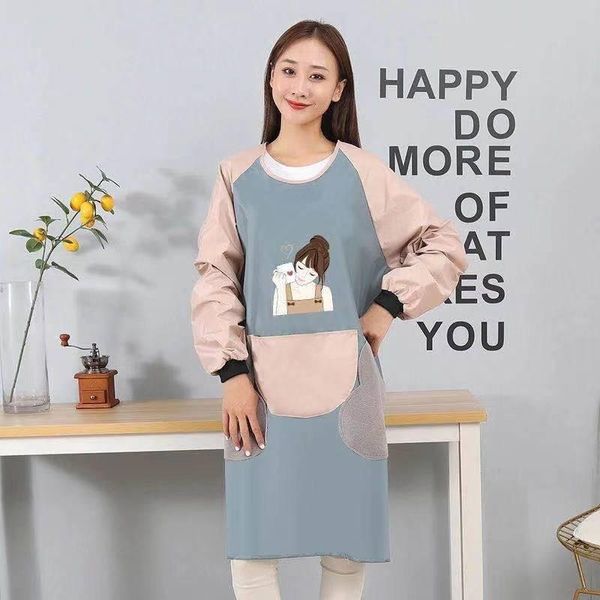 

aprons fashion women kitchen apron long sleeve cooking baking restaurant workwear household cleaning tools bib