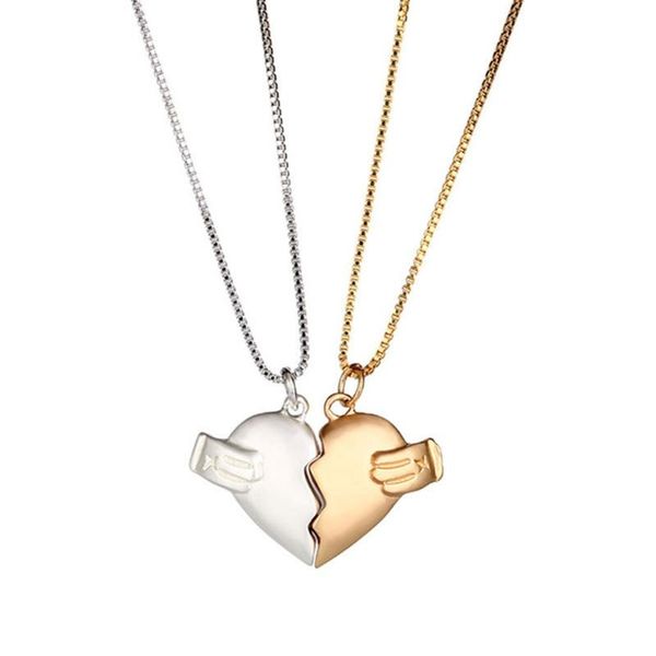 

pendant necklaces a pairs two souls one heart necklace couple neck chain lightweight simple for men women valentines gifts, Silver