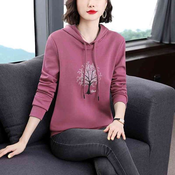 

women's sweater 2021 spring and autumn new middle-aged popular hooded thin loose long sleeve casual wear 2030, Gray