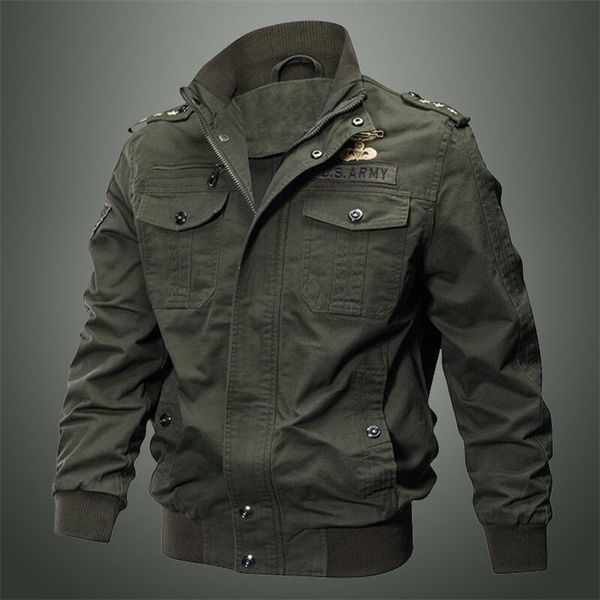 

autumn and winter men's multi pocket military jacket pure cotton casual work jacket large loose cotton jacket special forces men 210819, Black;brown