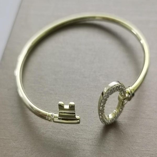 

charm bracelets unique key zircon bangle 925silvers love classic open for women luxury jewelry logo original gift, Golden;silver