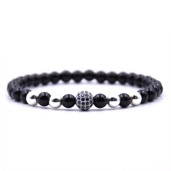 

special offer 70% off 6mm copper bead diy bracelet with micro zircon beads, Black