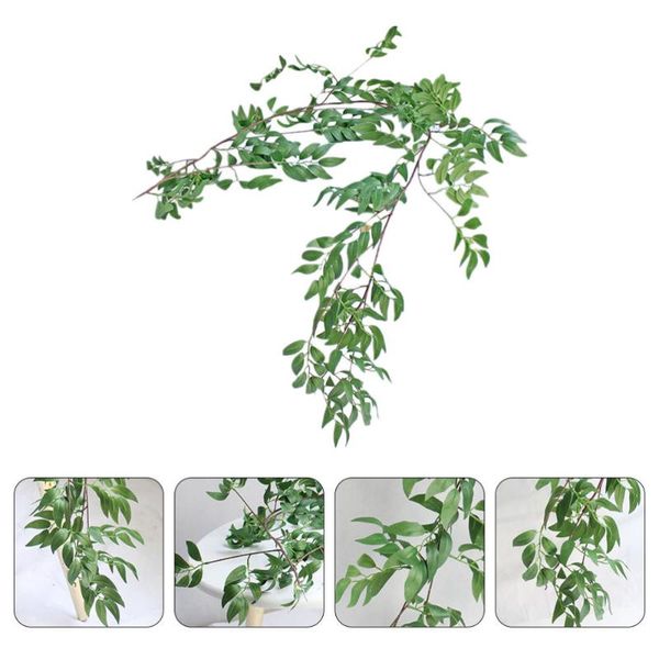 

1pc suspended ceiling rattan string simulated willow leaf wedding decor green