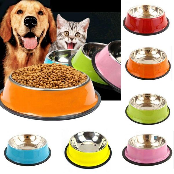 

dog bowls & feeders cat pet bowl stainless steel non slip puppy water feeding dish