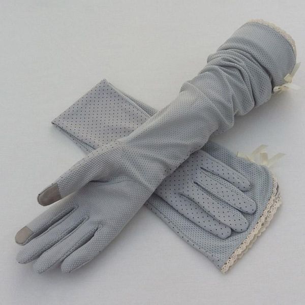 

five fingers gloves female sports fitness cycling sunscreen touch screen long full finger women cotton fashion half driving b91, Blue;gray