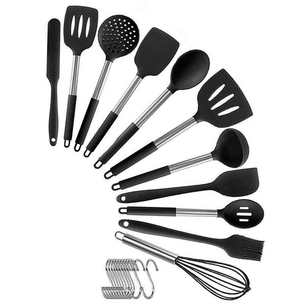 

cookware, 13 piece heat resistant scratch resistant silicone cookware set