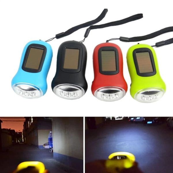 

flashlights torches mini personal led hand crank dynamo solar power rechargeable carabiner camping outdoor