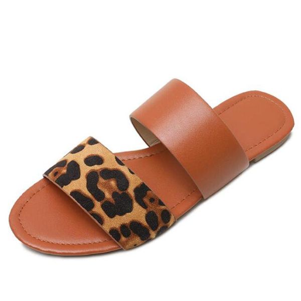 

slippers 2021 fashion leopard women female summer outdoor casual beach shoes slip on open toe flat ladies slipper qq300, Black