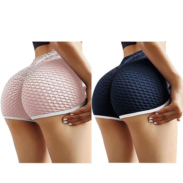 

women's shorts 2pc style high waist gym fitness yo-ga short scrunch sports spandex pink pants, White;black