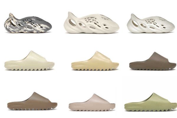 

authentic slide 2021 slippers foam shoes sand mxt moon gray ararat resin desert earth brown bone men women sandals size us4-12 bb, Black