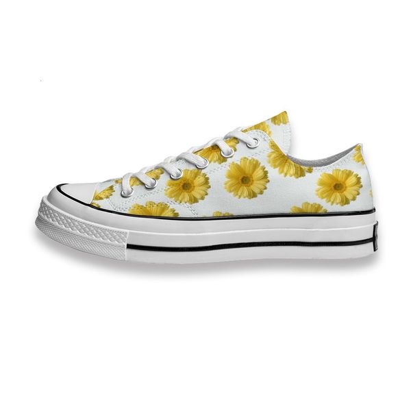 

custom printed sho yellow daisy sneakers low mens womens skateboard sport footwear diy trainers canvas casual shoe
