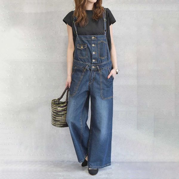 

sale wash wide leg strap pants 2021 summer slim jeans women 1169866, Blue