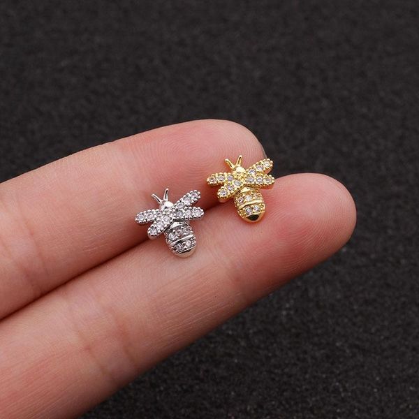

other 316l steel clear cz bee cartilage earrings helix stud body jewelry, Slivery;golden