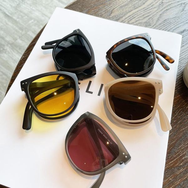

sunglasses small frame folding for women pink glasses shades rice square sun female men protection, White;black