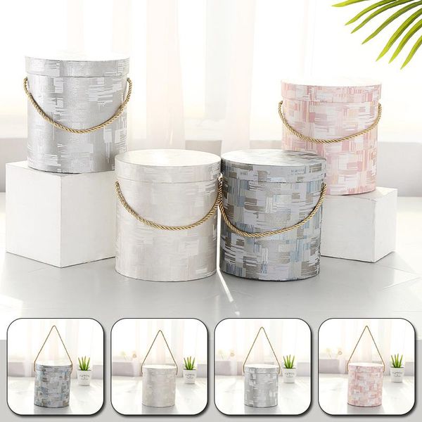 

gift wrap 1pc m/l marble print flower packaging box round boxes candy handheld bouquet valentine's day bouquets tote bag