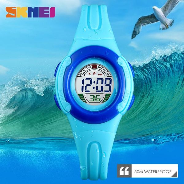 

New SKMEI Children Watches Kids Watches Sports Style Wristwatch Fashion Children Digital 5bar Waterproof Montre Enfant, Slivery;brown