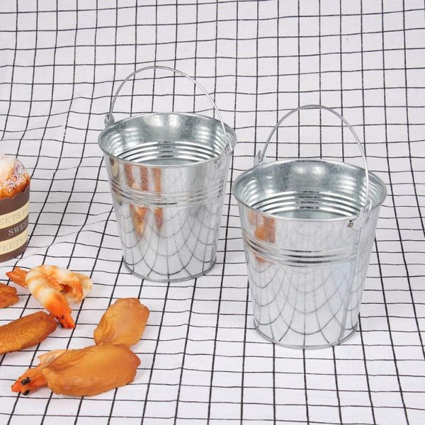 

gift wrap 6pcs 10.5x7.2x10.5cm mini tinplate metal bucket icing french fries tin pails