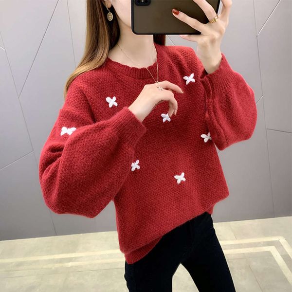 

thick line sweater pullover loose bottomed shirt for women autumn and winter 2021 new fashion korean version thickened with knitting, White;black