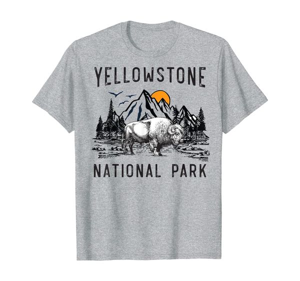 

vintage yellowstone national park wyoming bison t-shirt gift, White;black