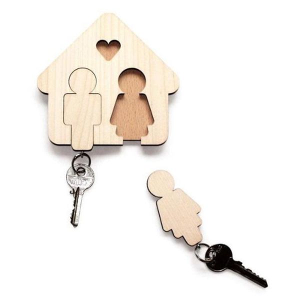 

hooks & rails wooden key chain couples keys ring pendant with matching magnetic hanger holder organizer gift for anniversary